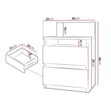 Нощно шкафче MALWA 59x40 см бял