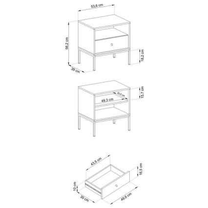 Нощно шкафче MONO 56x54 см син