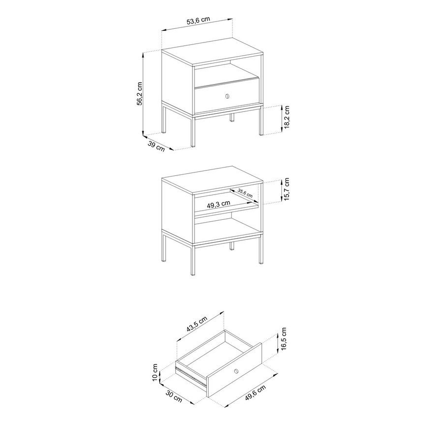 Нощно шкафче MONO 56x54 см син