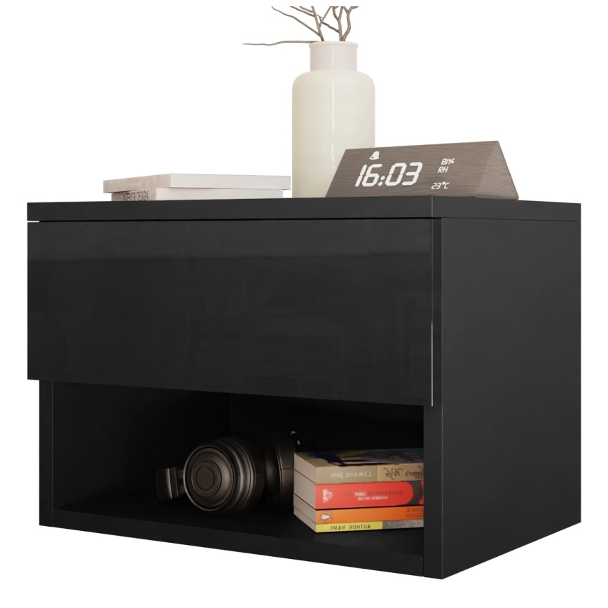 Нощно шкафче NECE 32x45 см черен