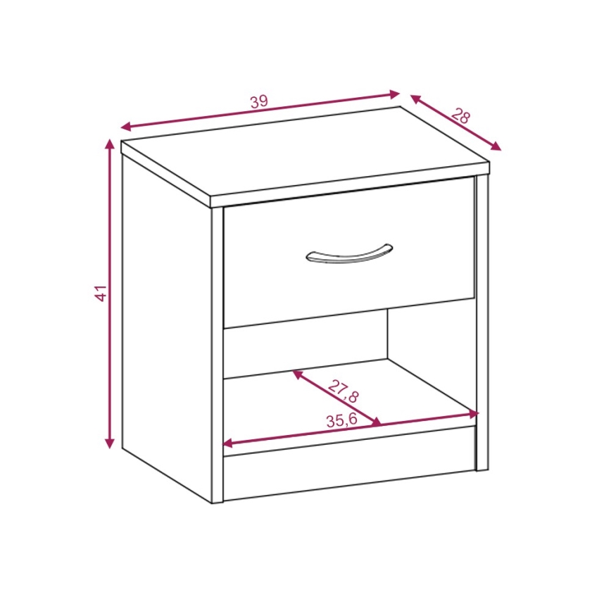 Нощно шкафче NED, дъб Вотан