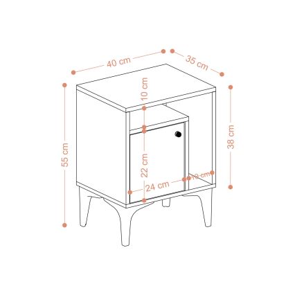 Нощно шкафче NUNO 55x40 см сапфирен дъб