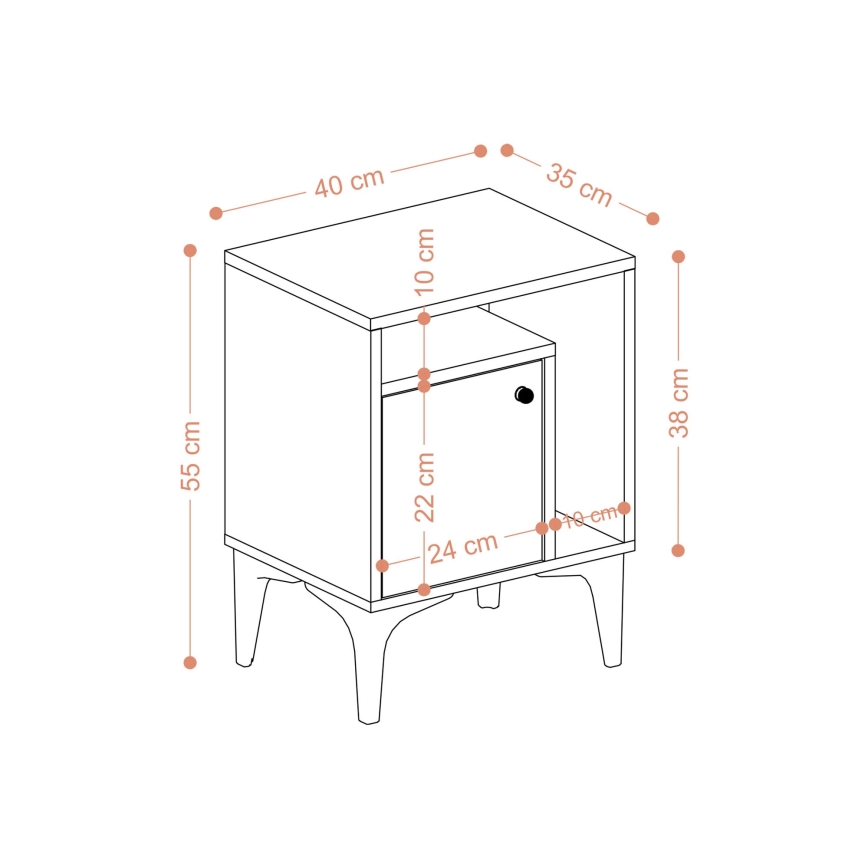 Нощно шкафче NUNO 55x40 см сапфирен дъб