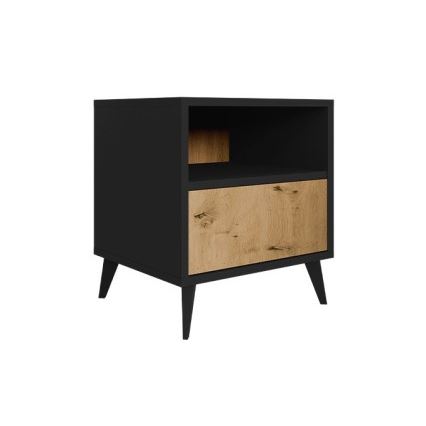 Нощно шкафче OVESSI 52x47 см черен/дъб артисан