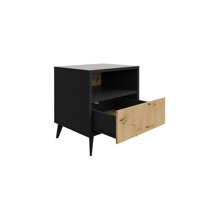 Нощно шкафче OVESSI 52x47 см черен/дъб артисан