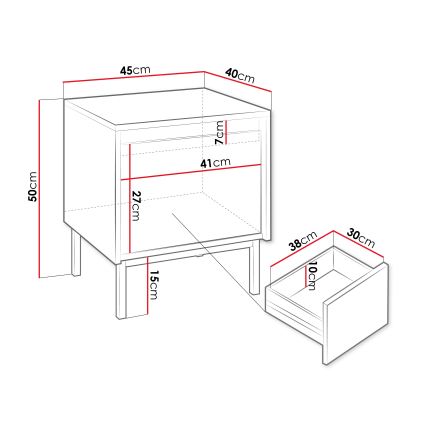 Нощно шкафче OZMI 45x50 см бяло