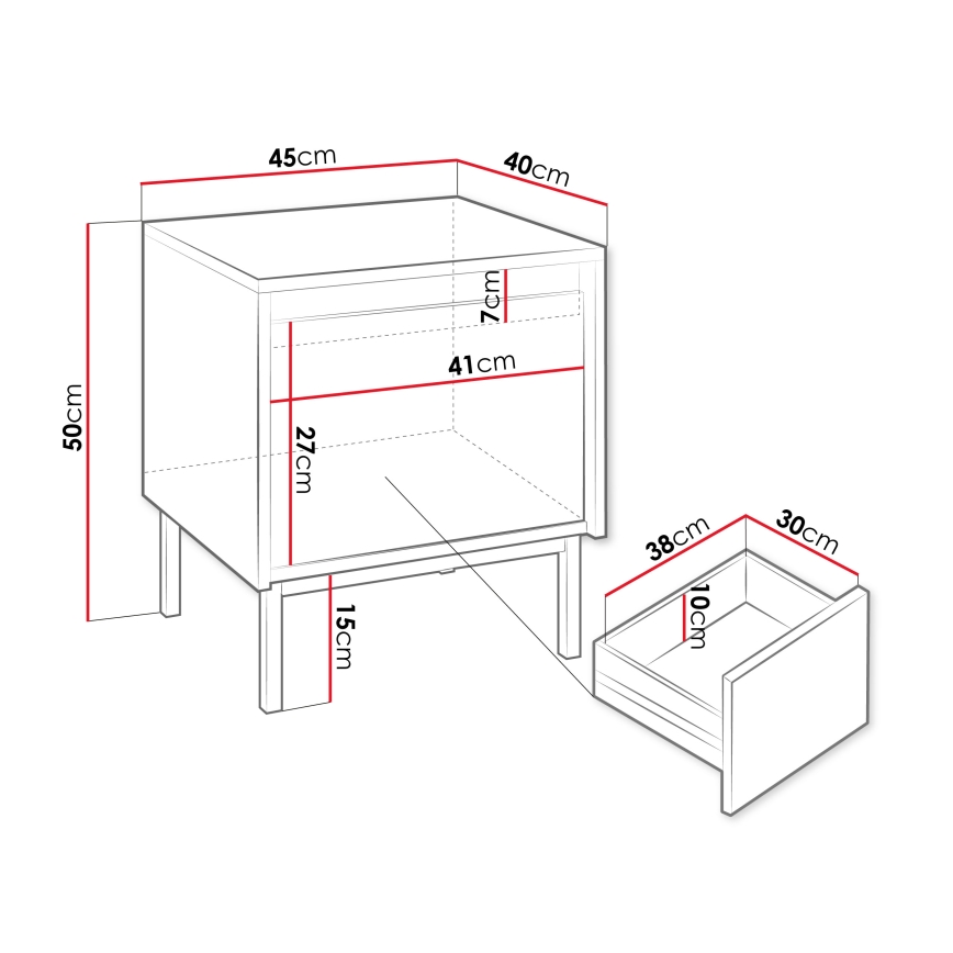 Нощно шкафче OZMI 50 x 45 см, бяло