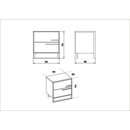 Нощно шкафче POLKA 51,8x50 cм златисто/бяло
