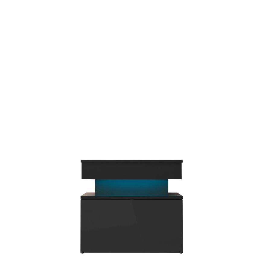 Нощно шкафче с LED осветление GLOSSA 51x55 cm черно/гланцово черно