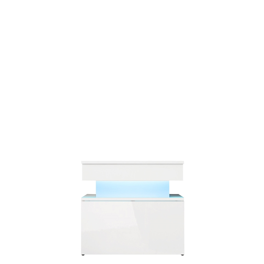 Нощно шкафче с LED осветление GLOSSA 55x51 см бяло/гланц