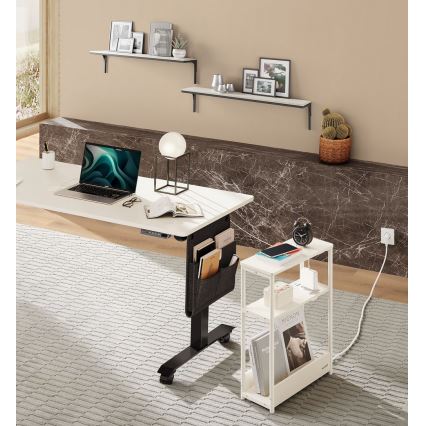 Нощно шкафче с вграден електрически контакт и USB портове ROD бяло/кремаво