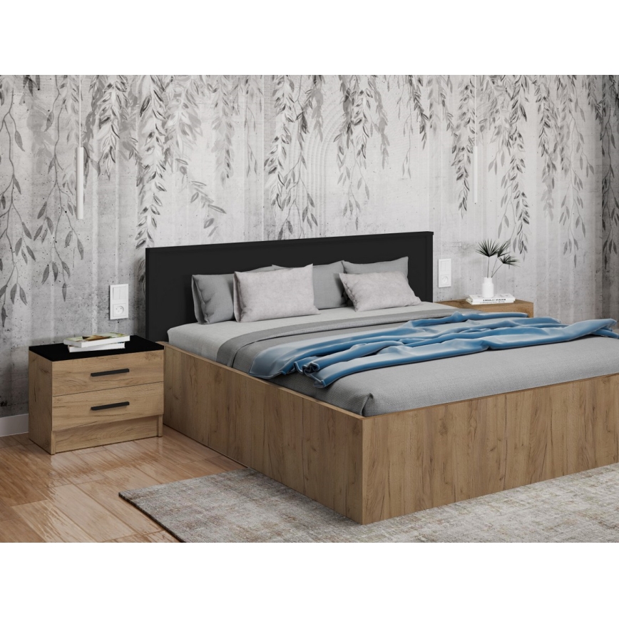 Нощно шкафче TOD дъб крафт/черно