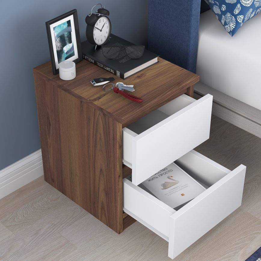 Нощно шкафче WALNUT 46,8x35 cм кафяво/бяло