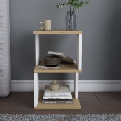 Нощно шкафче ZUNA, дъб/бяло