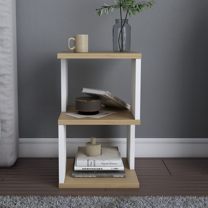 Нощно шкафче ZUNA, дъб/бяло