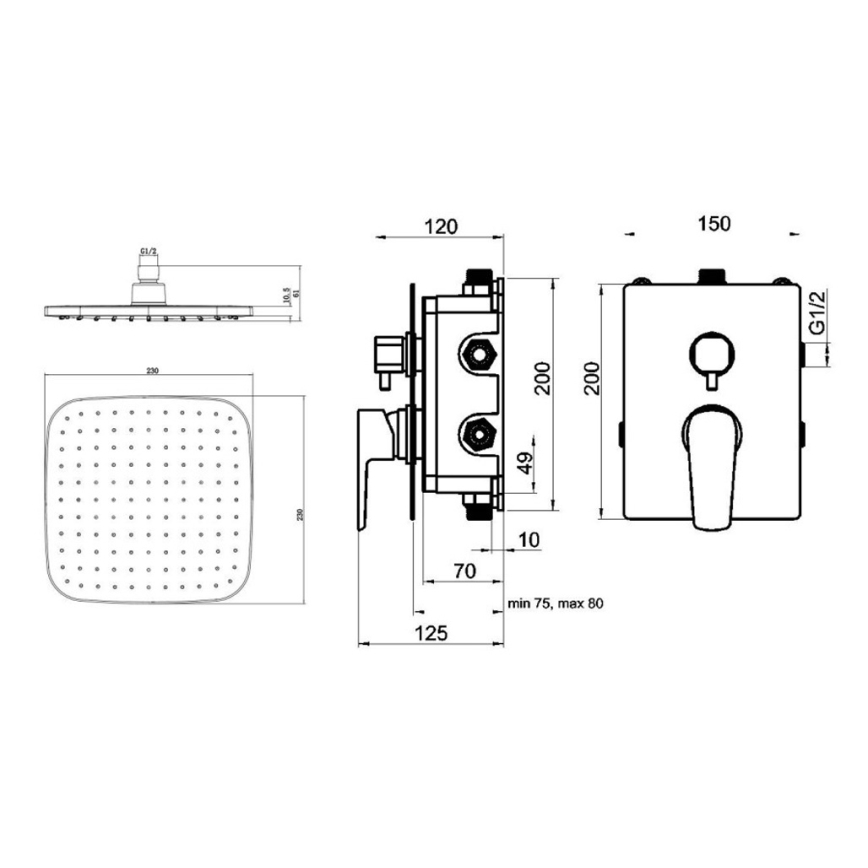 Novaservis - Душ к-кт със скрит кран METALIA ECO матов черен