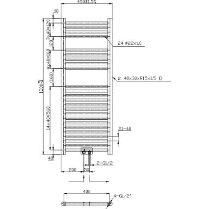 Novaservis - Банен радиатор тип стълба 318W/230V 120x45 cm лъскав хром прав