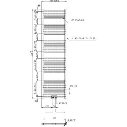 Novaservis - Радиатор-стълба за баня 423W/230V 160x45 cm лъскав хром прав