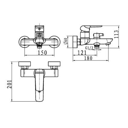 Novaservis - Смесител за вана NOBLESS TINA бял