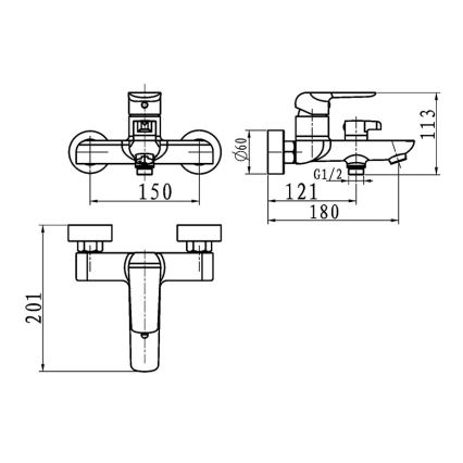 Novaservis - Смесител за вана NOBLESS TINA черен