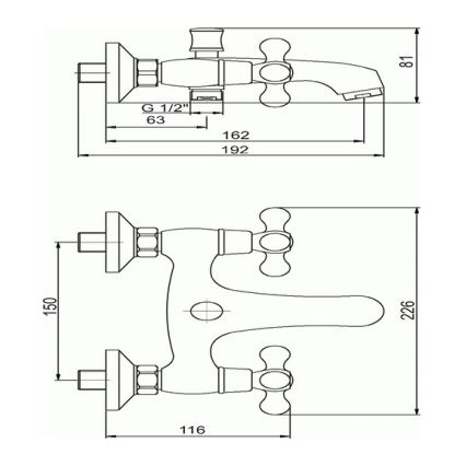 Novaservis - Смесител за вана TITANIA RETRO лъскав хром