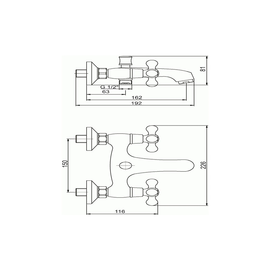 Novaservis - Смесител за вана TITANIA RETRO лъскав хром
