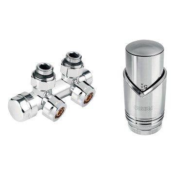 Novaservis - Комплект за радиатори с централно присъединяване, ъглов, гланцов хром