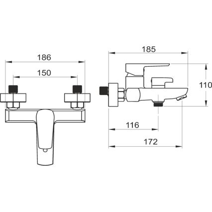 Novaservis - Комплект за вана с смесител METALIA черен