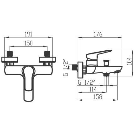 Novaservis - Комплект за вана със смесител METALIA в лъскав хром