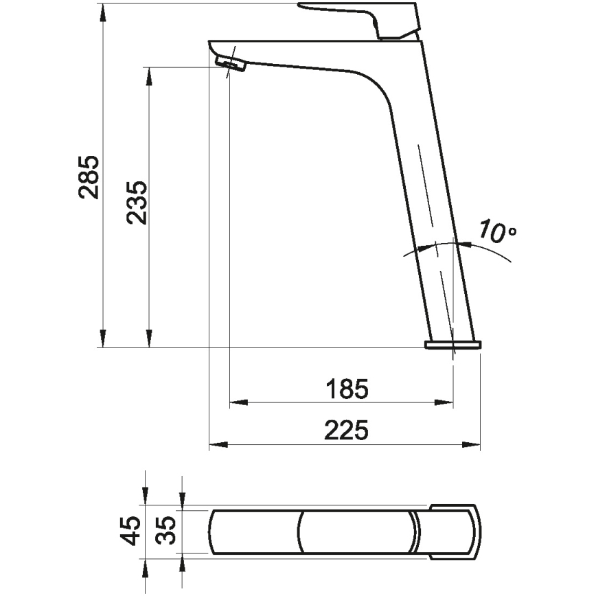 Novaservis - Кран за мивка NOBLESS EGO 28,5 см матов черен