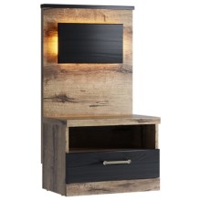Нощно шкафче с LED подсветка LANDU 92,5x50 см кафяв/черен