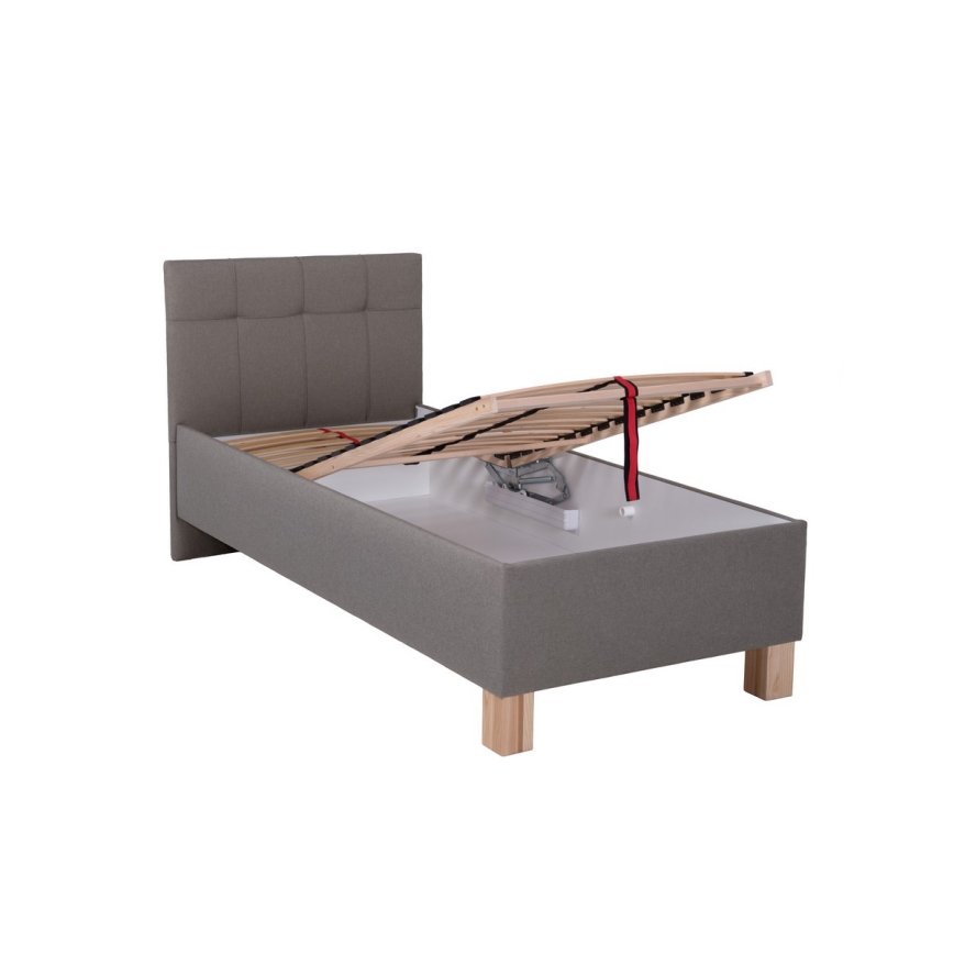 Обитена легло с място за съхранение без матрак MARIA ONE 90x200 см taupe