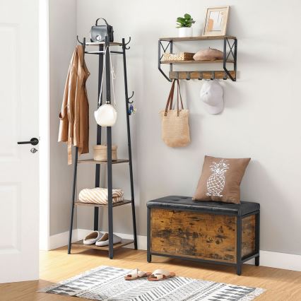 Обувен шкаф VOREN кафяв/черен