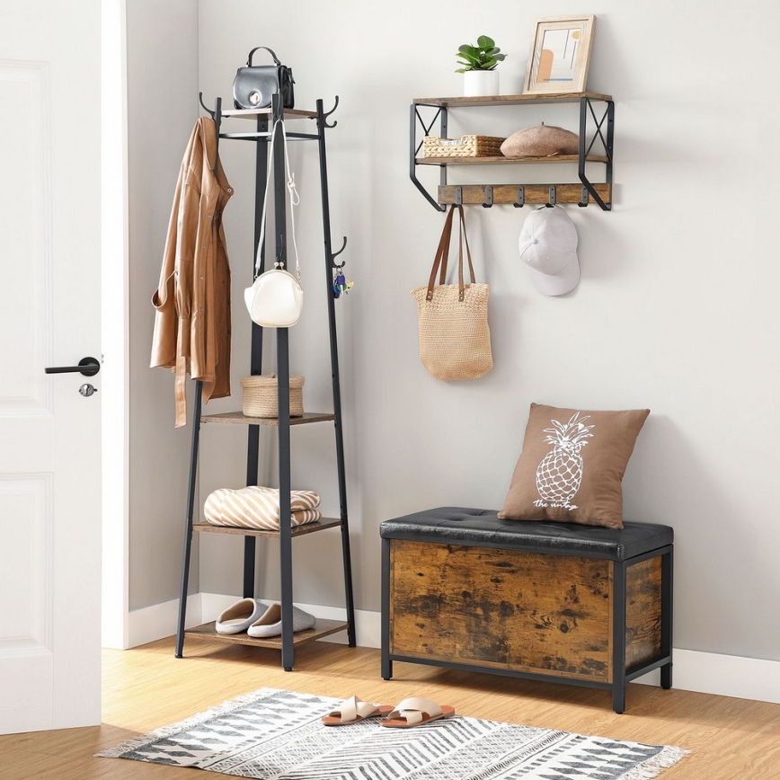 Обувен шкаф VOREN кафяв/черен