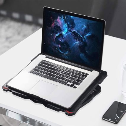 Охлаждаща подложка за лаптоп с 5 вентилатора 2xUSB черна