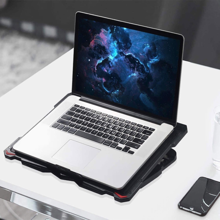 Охлаждаща подложка за лаптоп с 5 вентилатора 2xUSB черна