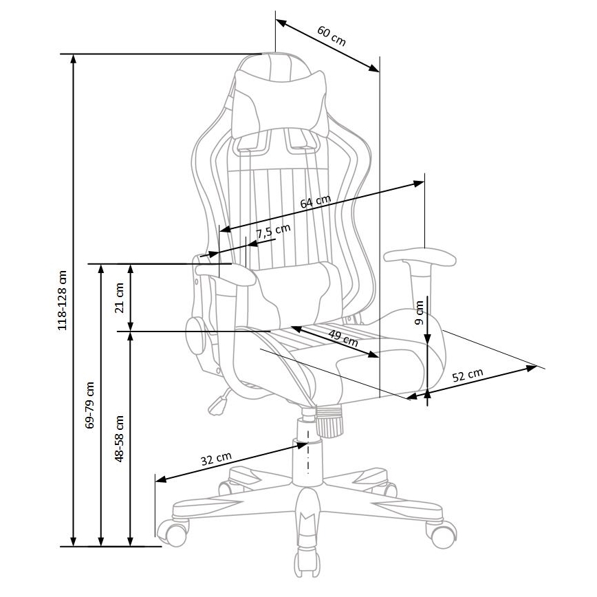 Офисен стол KODA светлосив/син