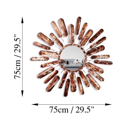 Огледало SUN Ø 75 см кафяв