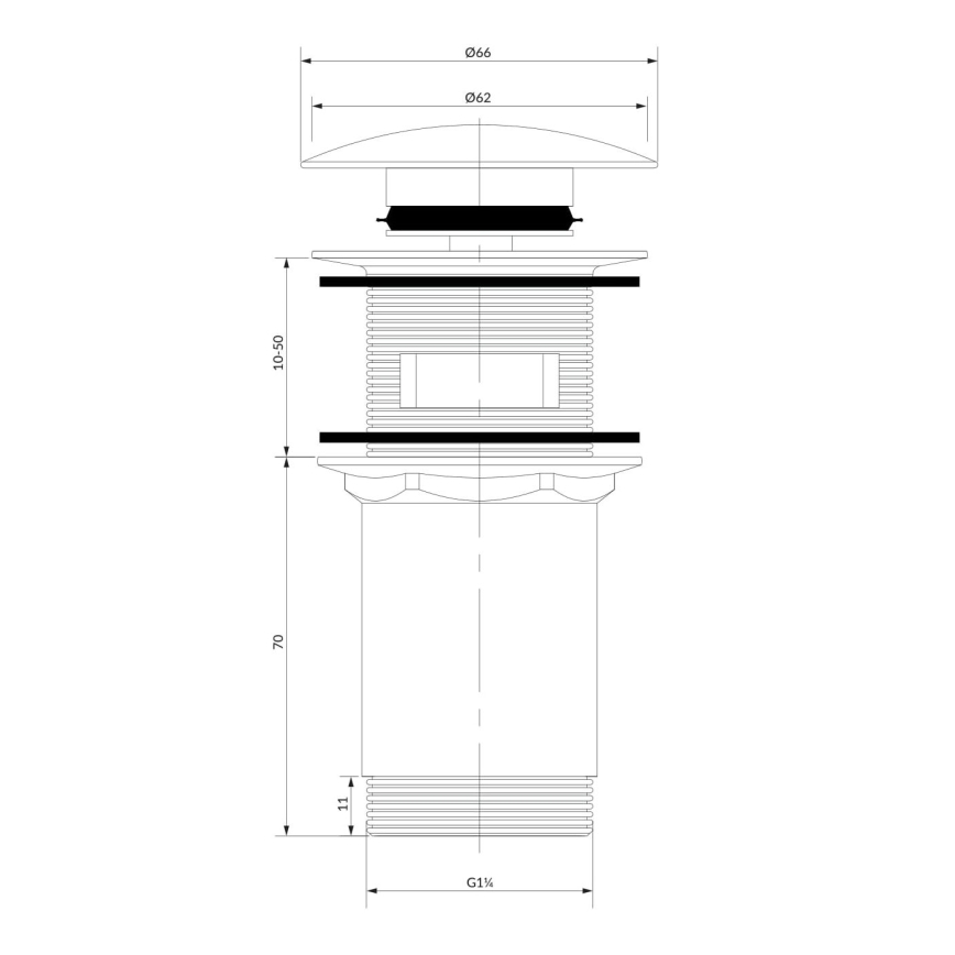 OMNIRES A706CPB - Click-Clack сифон за мивка Ø 6,6 см, матирана мед