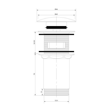OMNIRES A706GR - Click-Clack сифон за мивка Ø 6,6 см, матиран графит