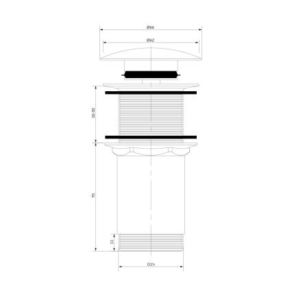 OMNIRES A716BL - Click-Clack сифон за мивка, Ø 6,6 см, матов черен