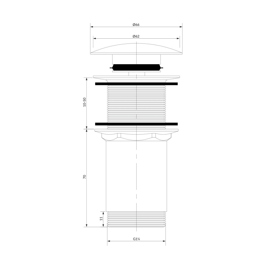 OMNIRES A716BL - Click-Clack сифон за мивка, Ø 6,6 см, матов черен