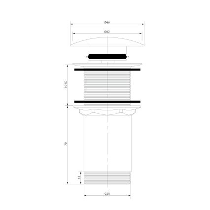 OMNIRES A716BR - Click-Clack сифон за мивка, Ø 6,6 см, античен бронз с матиран ефект