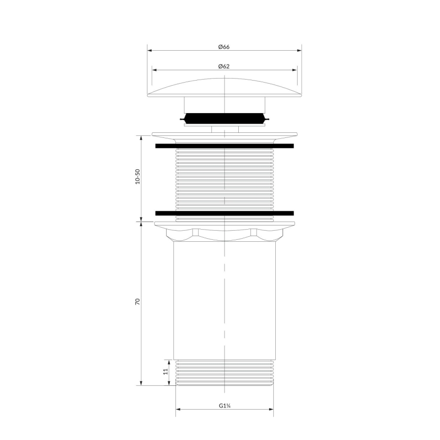 OMNIRES A716BR - Click-Clack сифон за мивка, Ø 6,6 см, античен бронз с матиран ефект