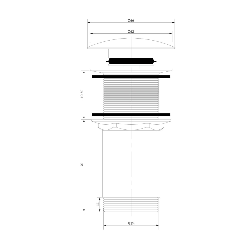 OMNIRES A716CP - Click-Clack сифон за мивка Ø 6,6 см, лъскава мед