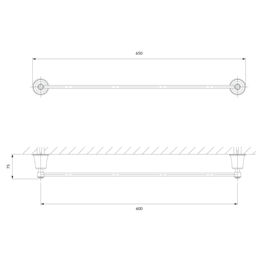 OMNIRES AL53216CR - Стенна закачалка за кърпи ART LINE 65 см лъскав хром