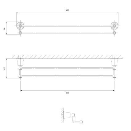 OMNIRES AL53226CR - Стенна закачалка за кърпи ART LINE 65 см лъскав хром