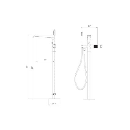 OMNIRES CT8033CR - Свободностоящ к-кт за баня с кранче CONTOUR лъскав хром