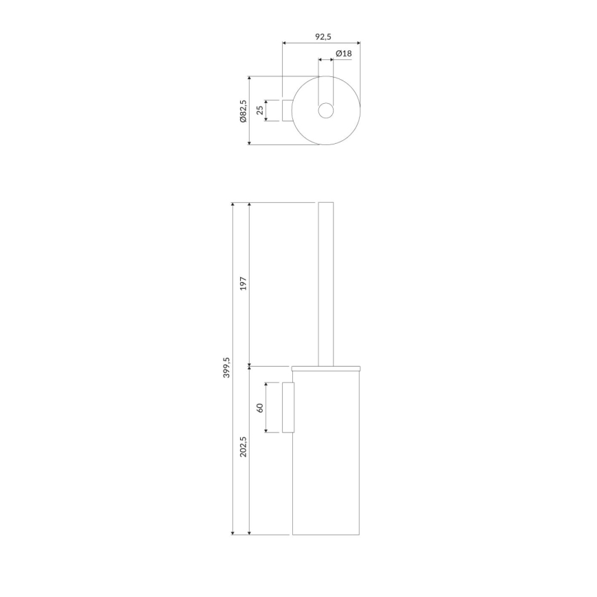 OMNIRES MP60621CR - Четка за тоалетна със стенен монтаж MODERN PROJECT лъскав хром