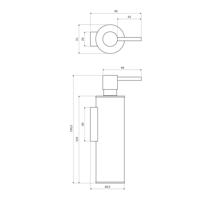 OMNIRES MP60721BL - Стенен дозатор за сапун MODERN PROJECT 150 ml матов черен